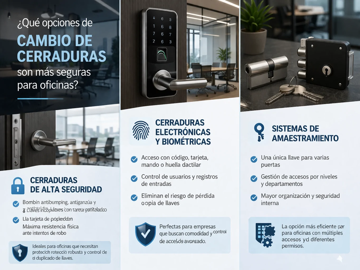 Que opciones de cambio de cerraduras son mas seguras para oficinas Barcelona - &iquest;Qu&eacute; opciones de cambio de cerraduras son m&aacute;s seguras para oficinas en Barcelona?