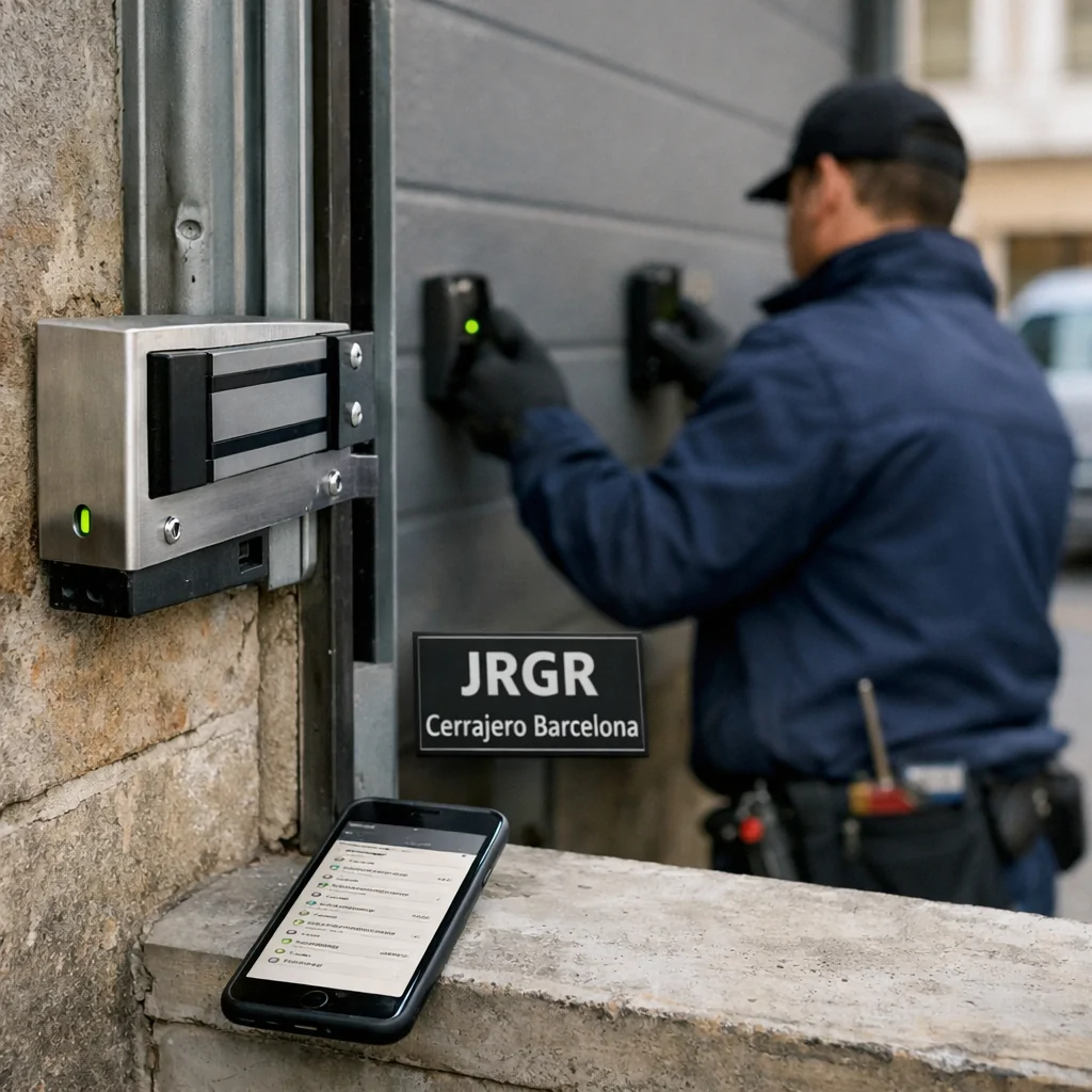 Cuales son las innovaciones mas recientes en seguridad para puertas de garaje en Barcelona: técnico instala sensores.